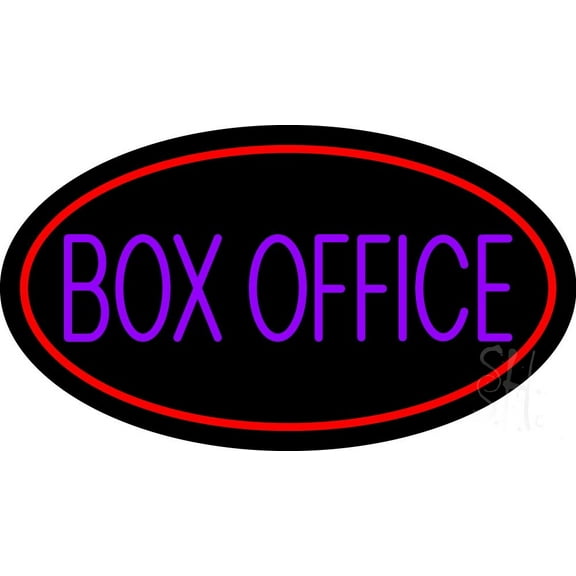 Purple Box Office LED Neon Sign 20" Tall x 37" Wide - inches Black Square Cut Acrylic Backing, with Dimmer - Premium built indoor Sign for Storefront, Store interior, Café, Events, Cinema.