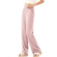 thumbnail image 5 of Pink 100% Cotton Wide Leg Casual Pants for Girls - Ultra-Soft Breathable Ribbed Lounge Pants with Elastic Waist & Side Pockets (Sizes 120-170),Size 7-8T, 5 of 5