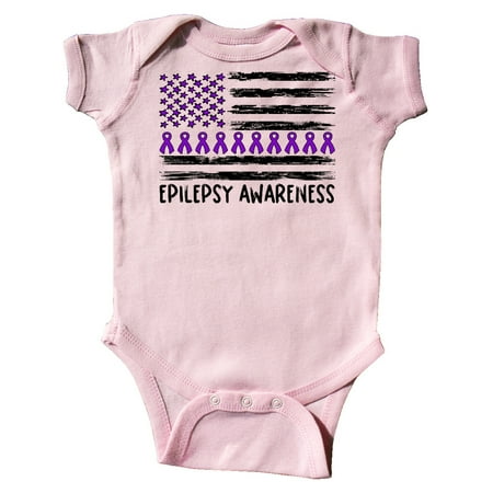 

Inktastic Epilepsy Awareness Purple Ribbons and Flag Gift Baby Boy or Baby Girl Bodysuit
