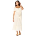 thumbnail image 4 of Celebrity Pink Women's and Women's Plus Puff Sleeve Smocked Midi Dress, Sizes XS-XXXL, 4 of 5