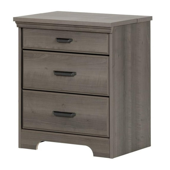Pemberly Row Traditional 2 Drawer Nightstand in Gray Maple