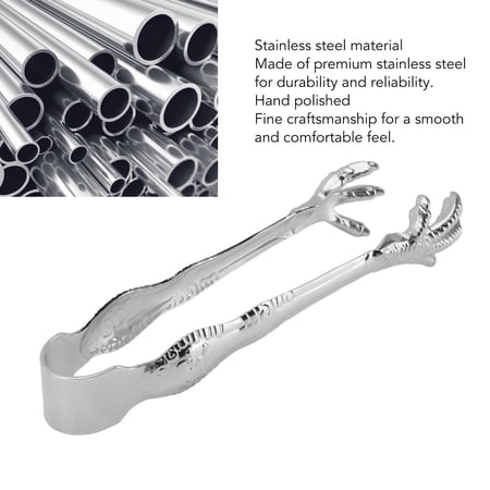 Polished Stainless Steel Ice Server, Unique Claw Shape Holds Ice, Sugar More, 7.9" Length