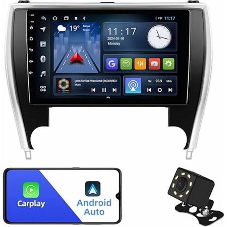 2+32G Android 12 Double Din Car Stereo for Toyota Camry 2015-2017 with 10.1 Inch Touchscreen Radio Built-in Bluetooth 5.4/WiFi 6/Wireless Carplay/Android Auto/GPS/FM/AUX-in/SWC/Backup Camera