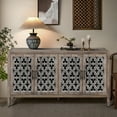 thumbnail image 2 of Oufan  Antique Sideboard with 4 Hollow Doors & Adjustable Shelf, Wood Coffee Bar, Rustic Buffet Cabinet for Dining Room, Kitchen, 15.6X32.3X59.8 Inch, 2 of 7