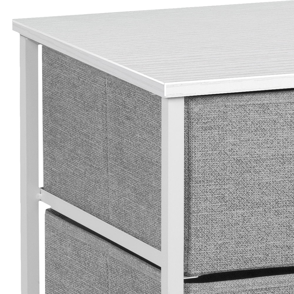 Sorbus 3-Drawer Nightstand Storage Chest, Steel Frame, Wood Top, White