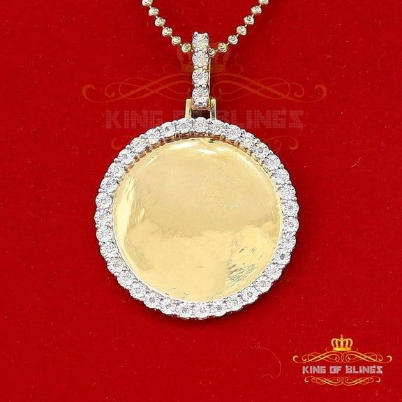 King Of Bling's Real 0.15ct Diamond Sterling Silver 1.50" PICTURE Charm Fashion Yellow Pendant