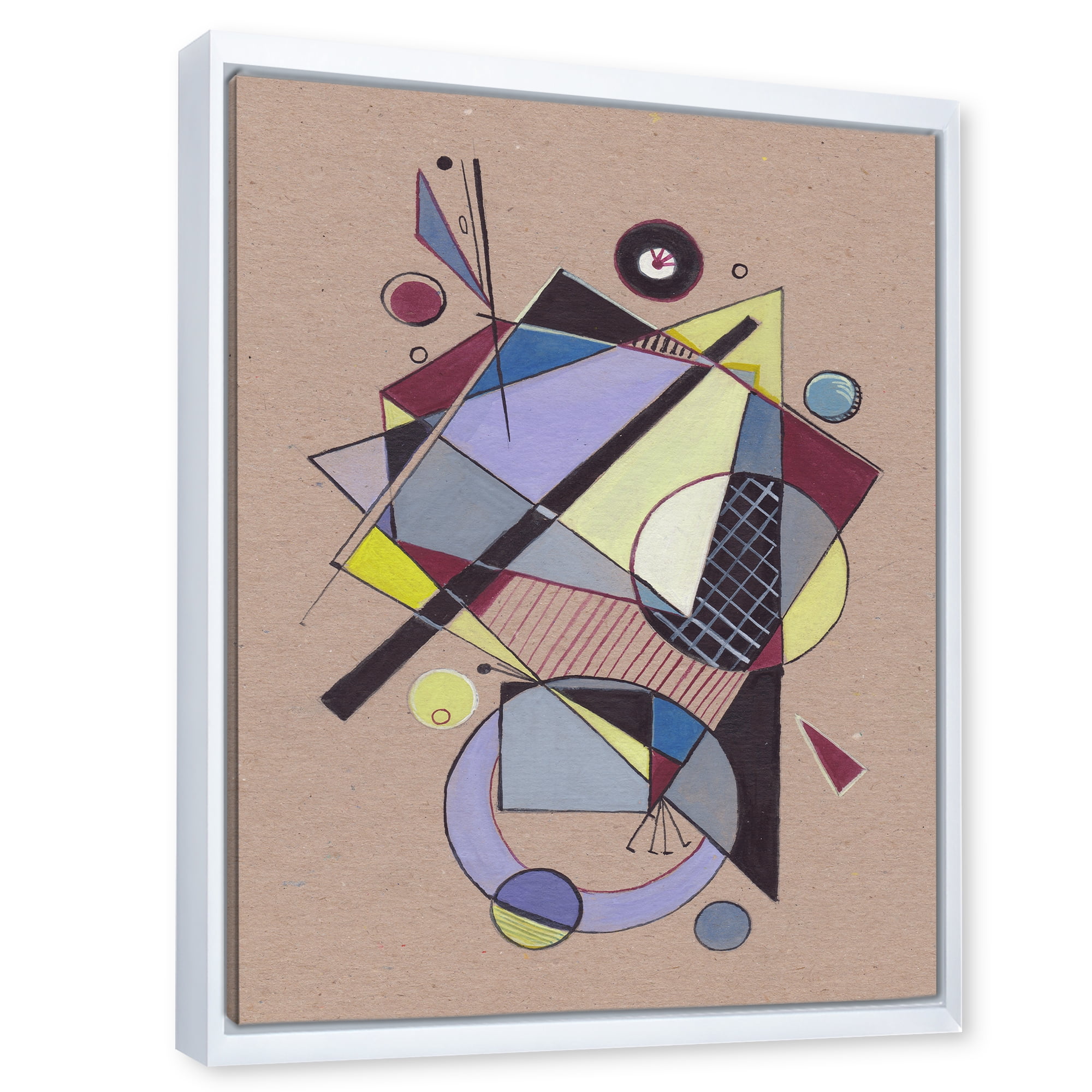 Designart 'Abstract Compositions Of Colored Geometric IV' Modern Framed Canvas Wall Art Print