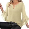 thumbnail image 4 of DAFPZW Womens Sparkly Tops Dressy Ruffle 3/4 Sleeve Blouses Glitter Cocktail Party Evening Shirts, 4 of 8