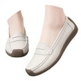 thumbnail image 3 of CPNG Women's Casual Soft Genuine Leather Flats Shoes Slip On Lightweight Tendon Sole Casual Shoes Loafers Slip-Ons Softsole Driving Walking Boat Shoes, 3 of 8