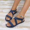 thumbnail image 4 of Denim Walking Sandals for Women 2025 Fashion Casual Elastic Cross Band Slingback Flats Strappy Sandals, 4 of 6