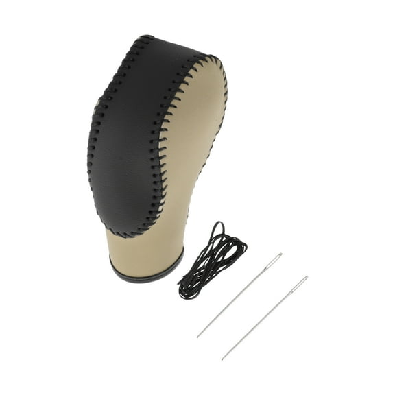 Anti-Slip Gear Shift Knob Cover Car Stick Shifting Handle Protector for Ford Fusion 2013-2016 Beige Black