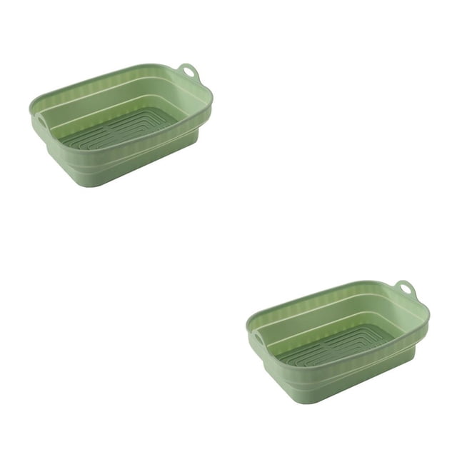 Cesta de freidora de aire de silicona Injueey Bandeja de horno Plegable Color Verde 2Conjunto
