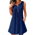 thumbnail image 1 of B91xZ Robe Maxi Grande Taille pour Femmes Col en V Sans Manches Été Surdimensionnée une Pièce Robe Mini Tendance pour Femmes, Marine TG, 1 of 4