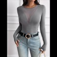 thumbnail image 4 of Camisas Ajustadas de Larga de con Cuello en V Profundo para Mujer, Moda Y2K 2025 Gris Oscuro M, 4 of 10