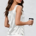 thumbnail image 4 of Women's Satin V Neck Wide Strap Tank Tops Solid Color Loose Casual Shirts For Work Party And Vacation, 4 of 6