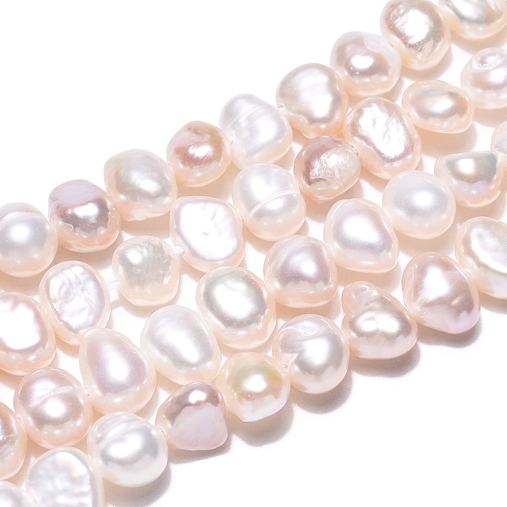 Natural Cultured Freshwater Pearl Beads Strands Baroque Keshi Pearl Beads Two Sides Polished Creamy White 4~5x4.5~6.5x2.5~4.5mm Hole: 0.5mm about 77pcs/strand 13.39~13.58 inch(34~34.5cm)