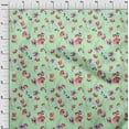 thumbnail image 3 of oneOone Polyester Lycra Mint Fabric Flower & Leaves Watercolor Sewing Fabric By The Yard Printed Diy Clothing Sewing Supplies 56 Inch Wide, 3 of 4
