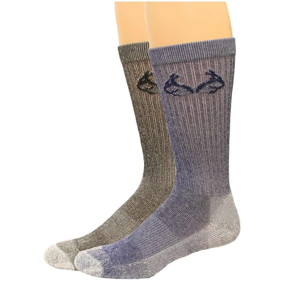 RealTree Men's CoolMax Crew Socks, 2 Pair, Large (M 9-13), Denim/Blk ...