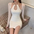 thumbnail image 4 of Mode Femmes Manches Longues Sexy Licou Mini Robe Bodycon Parti Clubwear Mini Robe, 4 of 8