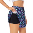 thumbnail image 2 of Bixox Women's Skull flower tie dye pattern 2 in 1 Running Shorts - Lightweight Athletic Workout Gym Yoga Shorts Liner with Pockets - Medium, 2 of 5