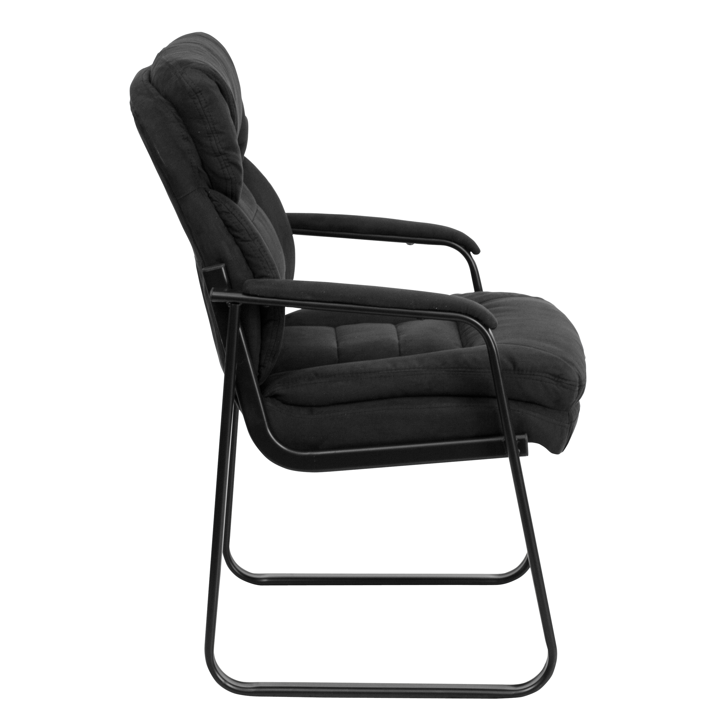 Flash Furniture Isla Black Microfiber Executive Side Reception Chair with Lumbar Support and Sled Base - image 5 of 6