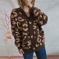 thumbnail image 2 of Fall Cardigans Women Loose Casual Leopard Print Long Sleeve V Neck Knit Sweater Outerwear Coats, 2 of 8
