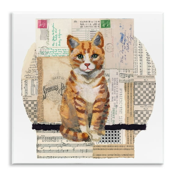 Stupell Industries Orange Cat Collage Animals & Insects Painting Unframed Art Print Wall Art, 12 x 12