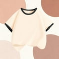 thumbnail image 5 of Girls Ringer T-Shirt with Contrast Trim 100% Cotton Short Sleeve Tee for Kids Kids to Youth Black,Size 3-4 T, 5 of 5