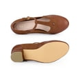 thumbnail image 4 of BLISSFUL STEP T-Strap Mary Janes for Women Ankle Strap Block Heels Pumps - Perfect for Parties and Cosplay Brown 6.5, 4 of 7