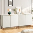 thumbnail image 2 of Stylish White Fluted Sideboard Cabinet with Adjustable Shelves & Multifunctional Wooden Accent Cabinet with Doors, Buffet Storage for Living Room, Dining Room, Entryway ,White/Black, 2 of 8
