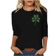thumbnail image 1 of FAIWAD Hauts Grande Taille pour Femmes St. Patrick's Manches 3/4 Col Rond Trèfle Graphique Pull Ample Vêtements de Festival Quotidien, 1 of 3