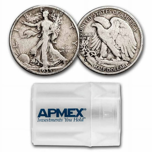 1935-S Walking Liberty Halves 20-Coin Roll Avg Circ