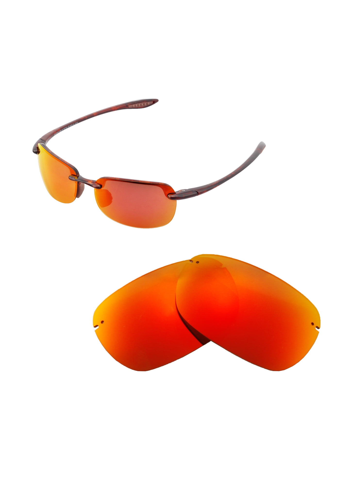 Walleva Fire Red Polarized Replacement Lenses for Maui Jim Sandy Beach