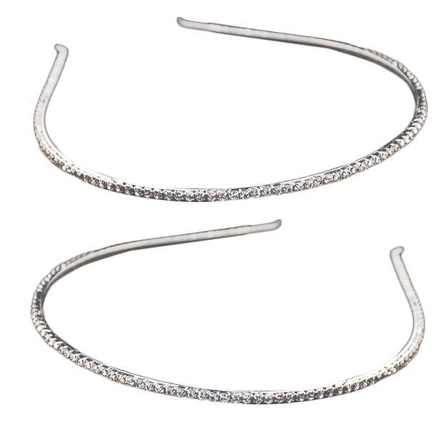 diademas de aleación de cristal para mujer, delicadas y brillantes, accesorios para el cabello para fiestas (plateadas)