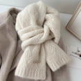 thumbnail image 2 of Ultra-Soft Alpaca Wool Blend Scarf, Cozy Winter Knit Wrap for Women, Korean Style,164*24cm,light gray, 2 of 15