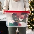 thumbnail image 4 of IRIS 19 Qt Stackable Holiday Plastic Storage Bins with Lids and Latching Buckles Clear Red 4 Pack, 4 of 7