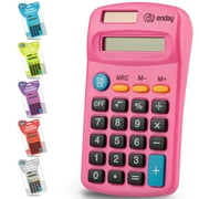 Calculator Pink, Basic Small Solar and Battery Operated, Large Display Four Function, Auto Powered Handheld Calculator School and Kids Available in Green, Red, Purple, Grey, Blue, 1 PK – by Enday