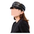 thumbnail image 3 of Unisex PU Leather Caps Spring Autumn Sailor Hats For Women Men Black Grey Flat Top Captain Cap Travel Cadet Hat ,Easy to Wear, 3 of 7