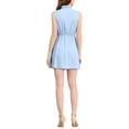 thumbnail image 3 of INSPIRE CHIC Women's Sleeveless Turndown Collar Button Up Pleated Drawstring Waist Shirt Dress M Light Blue, 3 of 6