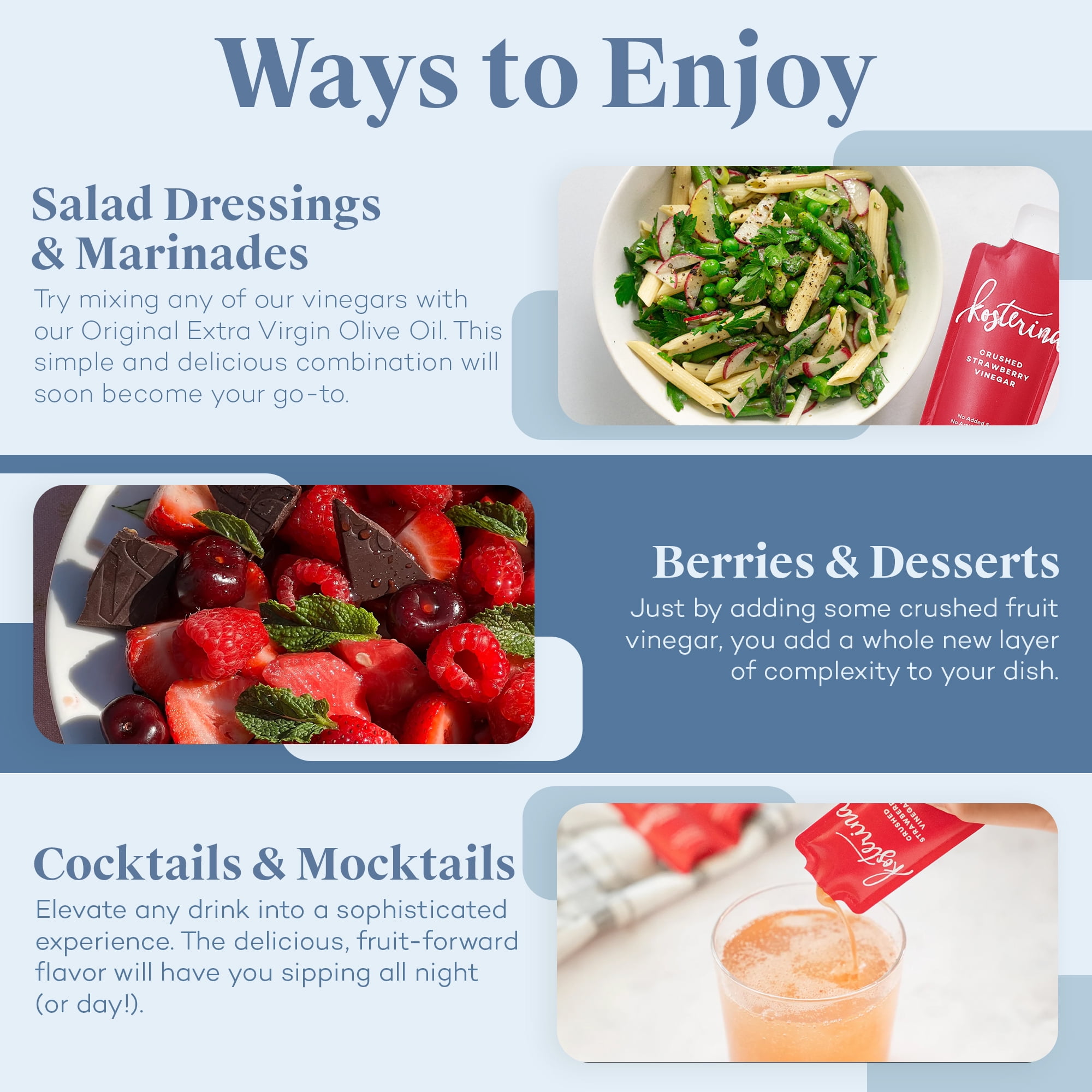 Kosterina Crushed Strawberry Vinegar, Single Serve Packet, 0.4 fl oz