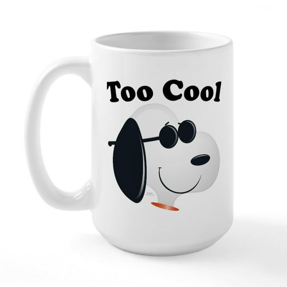 CafePress - Peanuts Emoji Snoopy Cool - 15 oz Ceramic Large White Novelty Mug