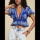 thumbnail image 5 of Blusas de Moda 2025 para y Verano, para Vacaciones, de Corta, para Mujer, Nuevas, de Corte Bajo y Cuello en V. Azul Real L, 5 of 9