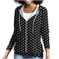 thumbnail image 4 of Trikvn Women's Polka Dot Zip Up Hoodies Long Sleeve Lightweight Sweatshirts Classic Printed Full Zip Jacket with Pockets and Drawstring Casual Outerwear for Fall Fashion, 4 of 7