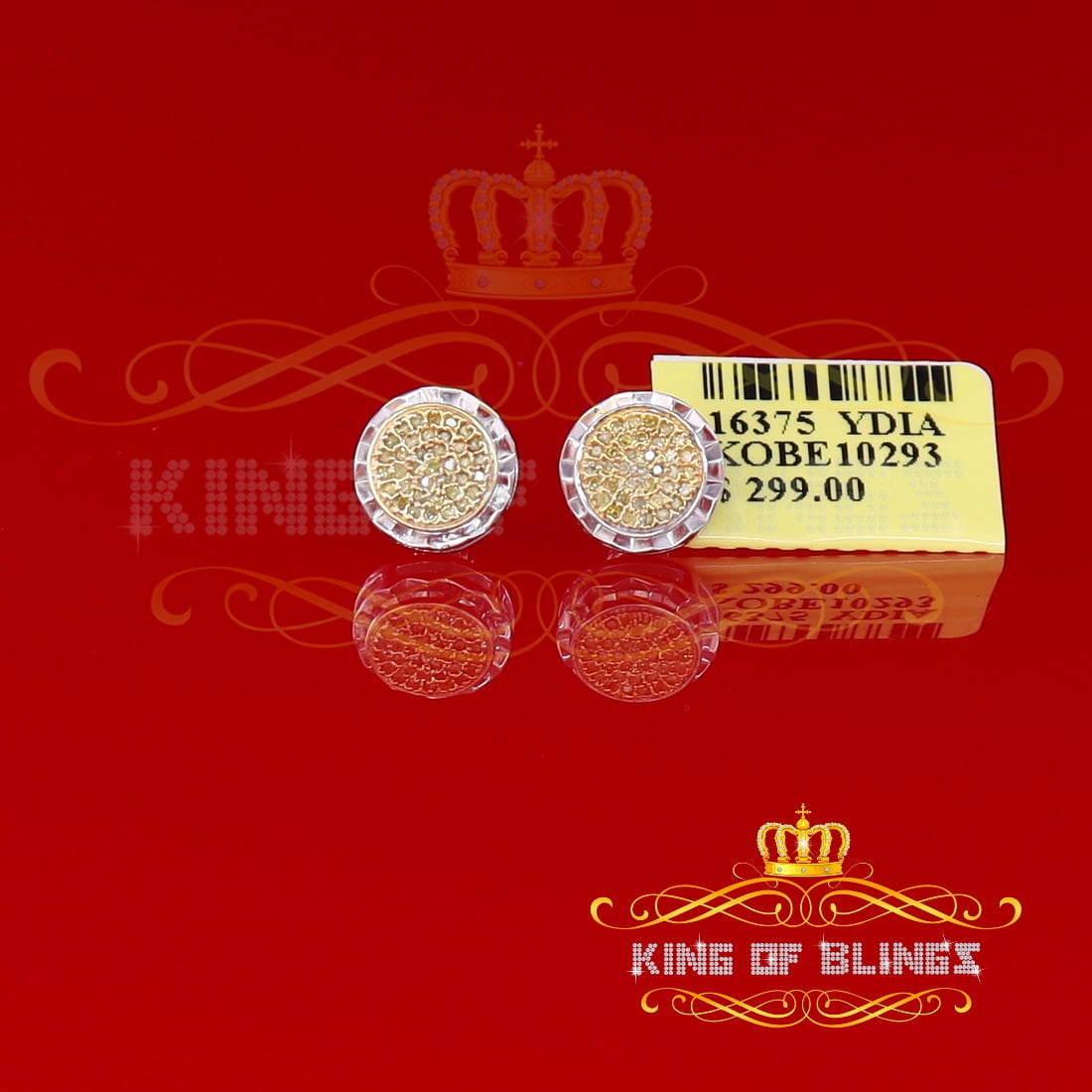 King of Bling's 0.20ct Diamond Stud Earrings For Women's White 925 Sterling Silver For Men's