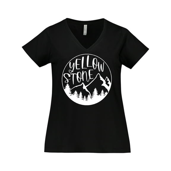Inktastic Yellowstone National Park- Mountains Women's Plus Size V-Neck T-Shirt