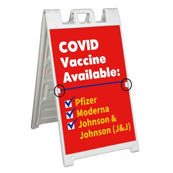 Vaccine Available (24" X 36") Deluxe A-Frame Signicade, Includes 2 Removable Panels & Stand