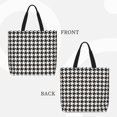 thumbnail image 2 of Wukai Houndstooth Black And White Print Reusable Grocery Bag Shopping Bags with Zipper Shoulder Shopping Handle Bag Suitable for Outdoor Convenient Daily Bag, 2 of 8