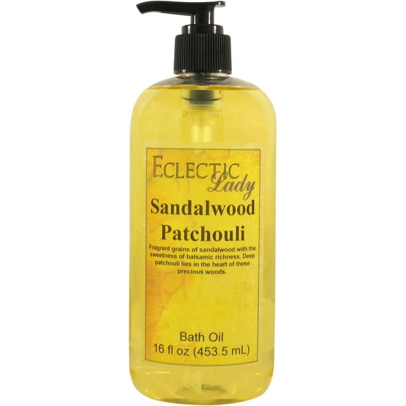 Sandalwood Patchouli Bath Oil - Scented Body Oil - Relaxing & Moisturizing Bathing Oil - Fragrance Body Oil For Dry & Rough Sensitive Skin - 16 oz