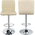 thumbnail image 2 of HOMEKOKO Bar Stools Set of 2, Modern Adjustable Bar Stool with Back, Straight Line Swivel Barstool (Beige), 2 of 8