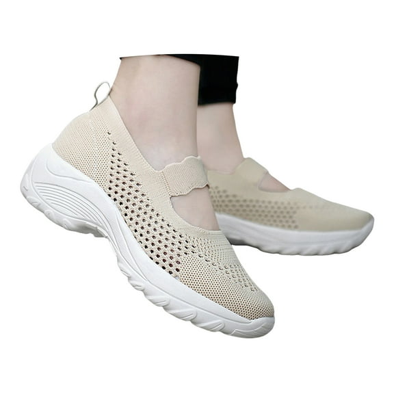 IUJSOY Platform Sneakers for Women Casual Slip on Walking Shoes Dressy Mesh Mary Jane Shoes